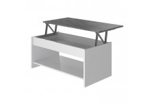 HAPPY Table Basse relevable - Blanc et gris - L 100 cm