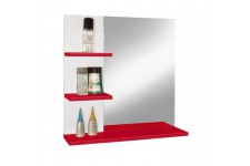 CORAIL Meuble miroir de salle de bain L 60 cm - Rouge brillant