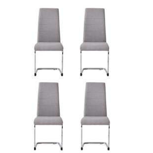 JANE Lot de 4 chaises - Pied chromé - Tissu gris - L 42 x P 56 x H 99 cm