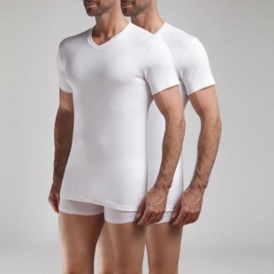 DIM T-shirt Col V Ecodim x2 Blanc - Taille M