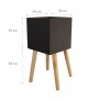 Pot carré sur pieds en bois - 30 x 30 x 50 cm - Pieds: 40 cm - Noir