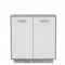 PILVI Meuble de rangement 2 portes - Blanc et béton gris clair - L 82,9 x P 34,2 x H 88,1 cm
