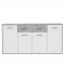 PILVI Buffet bas 4 portes 4 tiroirs - Blanc et béton gris clair - L 162,3 x P 34,2 x H 88,1 cm
