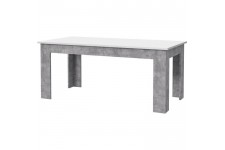 PILVI Table a manger - Blanc et béton gris clair - L 180 x I90 x H 75 cm