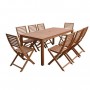 Ensemble de jardin en eucalyptus FSC - 1 table et 6 chaises pliantes - 160x90x74cm