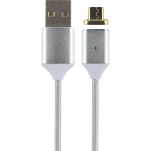 Câble magnétique USB/micro USB gris métallisé