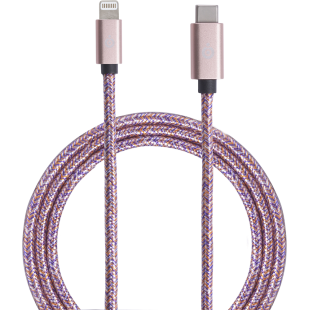 Câble Lightning/USB-C tissé rose de 2 mètres