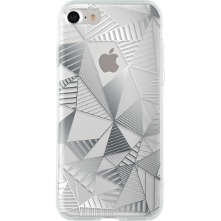 Coque semi-rigide transparente triangles argentés pour iPhone SE (2020)/8/7