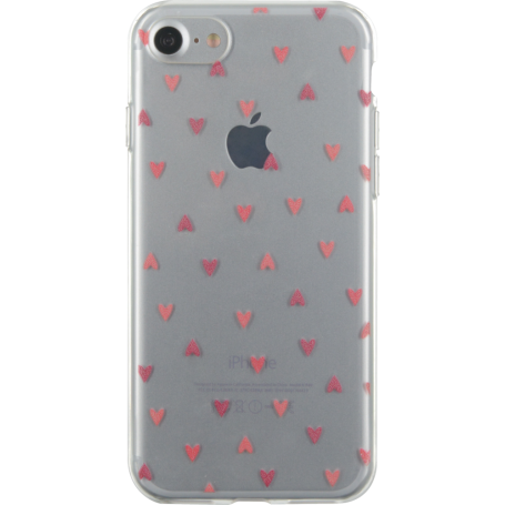 Coque semi-rigide transparente petits coeurs rouges pour iPhone SE (2020)/8/7