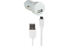 Mini chargeur allume-cigare 1A blanc micro USB