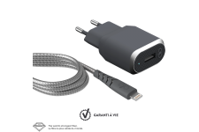Kit chargeur secteur rapide et câble renforcé USB/Lightning C89 Force Power