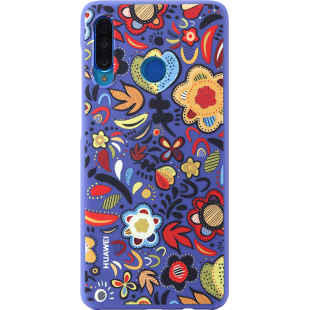 Coque semi-rigide bleue florale Huawei pour P30 Lite