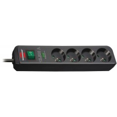 tension Prise Eco-Line 4-way black 1.5 m H05VV-F 3G1,5 + surge protection