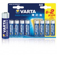 Piles alcalines AA/LR6 1.5 V puissance longue durée 6+ 2 gratuites