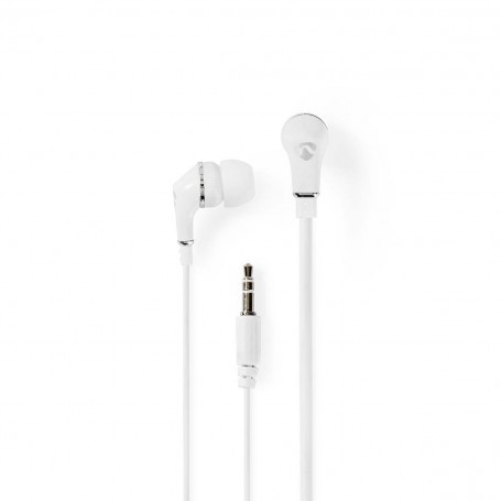 Écouteurs Filaires | Câble Plat de 1,20 m | Intra-Auriculaires | Blanc