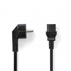 Câble d'alimentation 3 x 1,5 mm² | Schuko Mâle Coudé - CEI-320-C13 | 10 m | Noir
