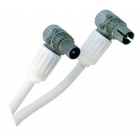 Câble antenne coaxial Coax Mâle (IEC) - Coax Femelle (IEC) Coudé 5.00 m Blanc