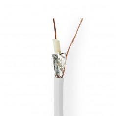 Câble Coaxial | RG6T | 10,0 m | Mini-Bobine | Blanc