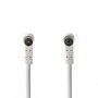 Câble Coaxial 120 dB | CEI (coaxial) Mâle Coudé - CEI (Coaxial) Femelle Coudé | 20 m | Blanc