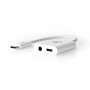 Adaptateur USB-C | USB-C Mâle - 3,5 mm Femelle + USB-C Femelle | 0,15 m | Blanc