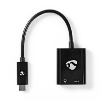 Adaptateur USB-C | USB-C Mâle - 3,5 mm Femelle + USB-C Femelle | 0,15 m | Noir
