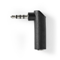 Adaptateur Audio Stéréo | 3,5 mm Mâle vers 3,5 mm Femelle | Angle de 90° | 4-Pôle | Noir