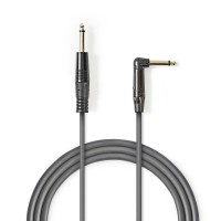 Câble Audio Asymétrique | 6,35 mm Mâle - 6,35 mm Mâle Coudé | 3,0 m | Gris