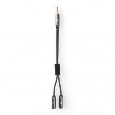 Câble Audio pour Casque | 3,5 mm Mâle vers 2x 3,5 mm Femelle | Gris Métal | Câble Tressé