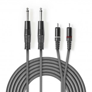 Câble Audio Stéréo | 2x 6,35 mm Mâles - 2x RCA Mâles | 3,0 m | Gris