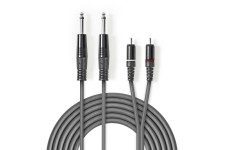 Câble Audio Stéréo | 2x 6,35 mm Mâles - 2x RCA Mâles | 5,0 m | Gris