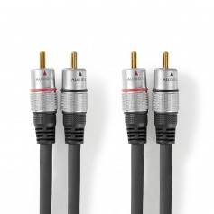 Câble Audio Stéréo | 2x Mâles RCA vers 2x Mâles RCA | 1,50 m | Anthracite