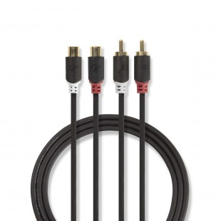 Câble Audio Stéréo | 2x RCA Mâles - 2x RCA Femelles | 2,0 m | Anthracite