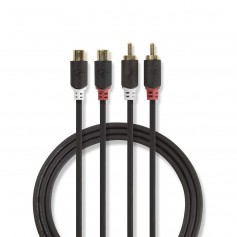 Câble Audio Stéréo | 2x RCA Mâles - 2x RCA Femelles | 2,0 m | Anthracite