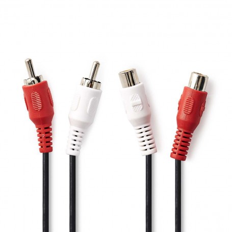 Câble Audio Stéréo | 2x RCA Mâles - 2x RCA Femelles | 2,0 m | Noir