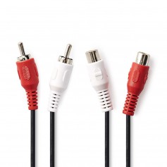 Câble Audio Stéréo | 2x RCA Mâles - 2x RCA Femelles | 2,0 m | Noir