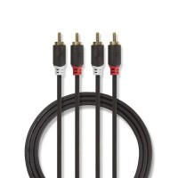 Câble Audio Stéréo | 2x RCA Mâles - 2x RCA Mâles | 1,0 m | Anthracite