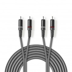 Câble Audio Stéréo | 2x RCA Mâles - 2x RCA Mâles | 1,5 m | Gris