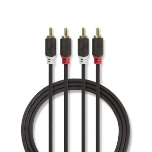Câble Audio Stéréo | 2x RCA Mâles - 2x RCA Mâles | 2,0 m | Anthracite