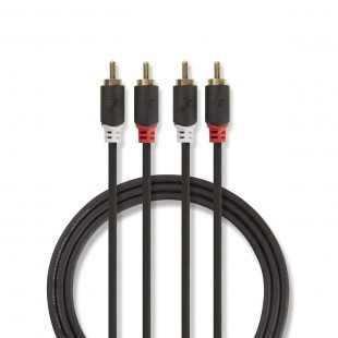 Câble Audio Stéréo | 2x RCA Mâles - 2x RCA Mâles | 3,0 m | Anthracite