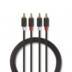 Câble Audio Stéréo | 2x RCA Mâles - 2x RCA Mâles | 3,0 m | Anthracite