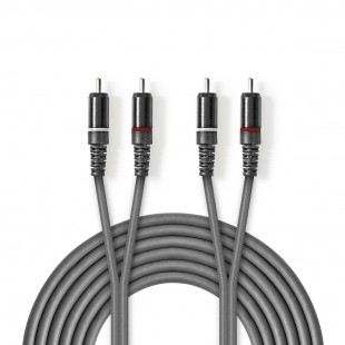 Câble Audio Stéréo | 2x RCA Mâles - 2x RCA Mâles | 3,0 m | Gris
