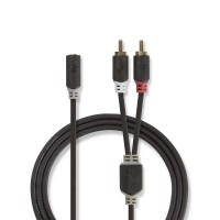 Câble Audio Stéréo | 2x RCA Mâles - 3,5 mm Femelle | 0,2 m | Anthracite