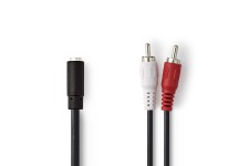 Câble Audio Stéréo | 2x RCA Mâles - 3,5 mm Femelle | 0,2 m | Noir