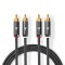 Câble Audio Stéréo | 2x RCA Mâles vers 2x RCA Mâles | Gris Métal | Câble Tressé