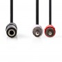 Lot de 50 : Câble Audio Stéréo | 3,5 mm Femelle | 2x RCA Mâle | 0,2 m | Noir
