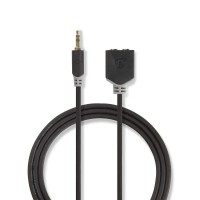 Câble Audio Stéréo | 3,5 mm Mâle - 2x 3,5 mm Femelle | 0,2 m | Anthracite