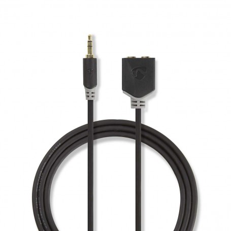 Câble Audio Stéréo | 3,5 mm Mâle - 2x 3,5 mm Femelle | 0,2 m | Anthracite
