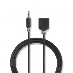 Câble Audio Stéréo | 3,5 mm Mâle - 2x 3,5 mm Femelle | 0,2 m | Anthracite