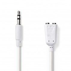 Câble Audio Stéréo | 3,5 mm Mâle - 2x 3,5 mm Femelle | 0,2 m | Blanc