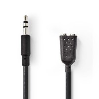 Câble Audio Stéréo | 3,5 mm Mâle - 2x 3,5 mm Femelle | 0,2 m | Noir